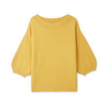 Seamless wholegarment sweater puff sleeve pullover women crew neck sweater